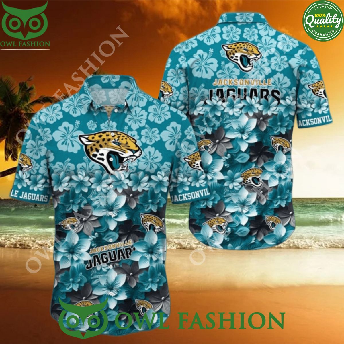 Trending Summer 2024 Jacksonville Jaguars Blue Flower NFL Hawaiian Shirt