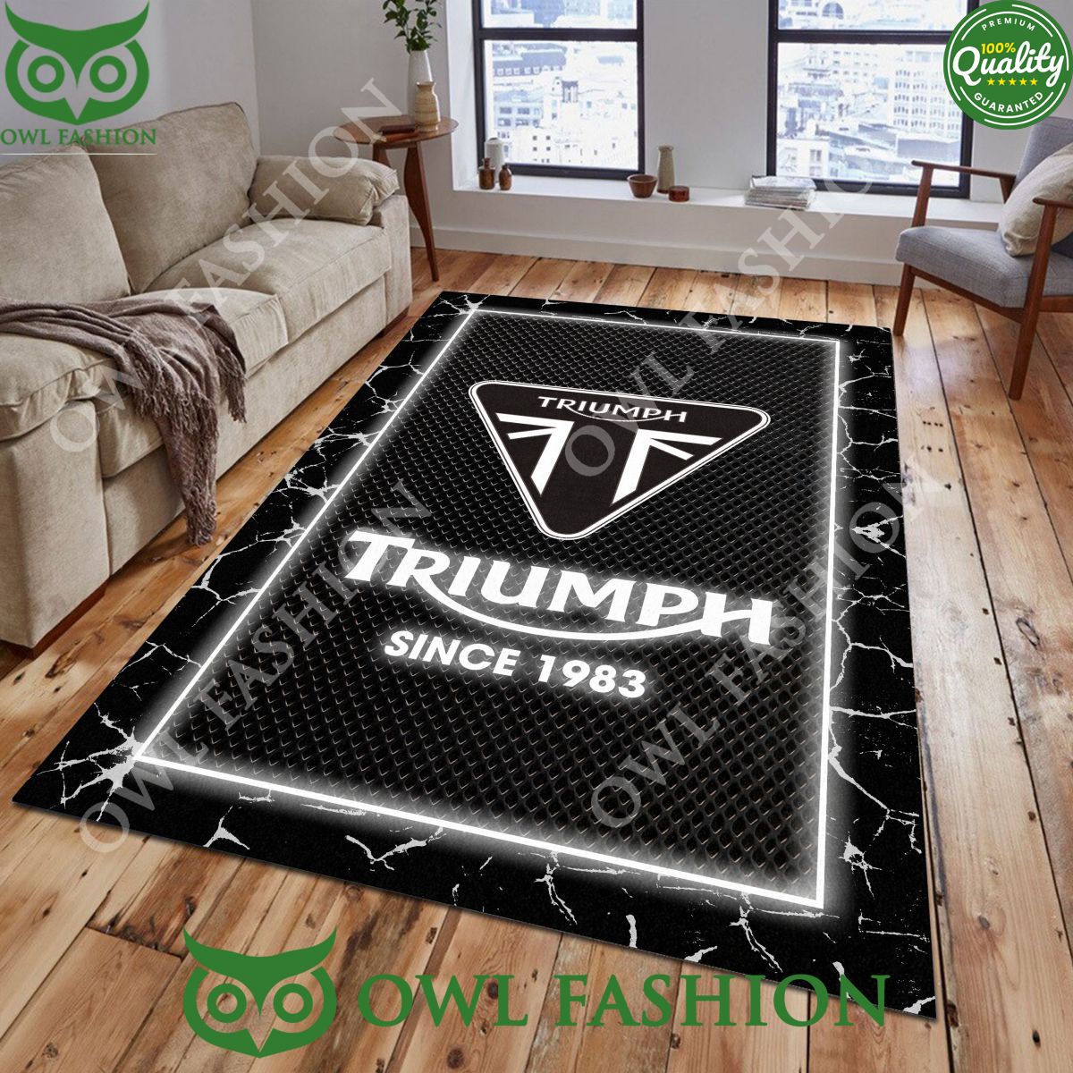 Triumph Motorcycles Custom Color Living Room Carpet Rug
