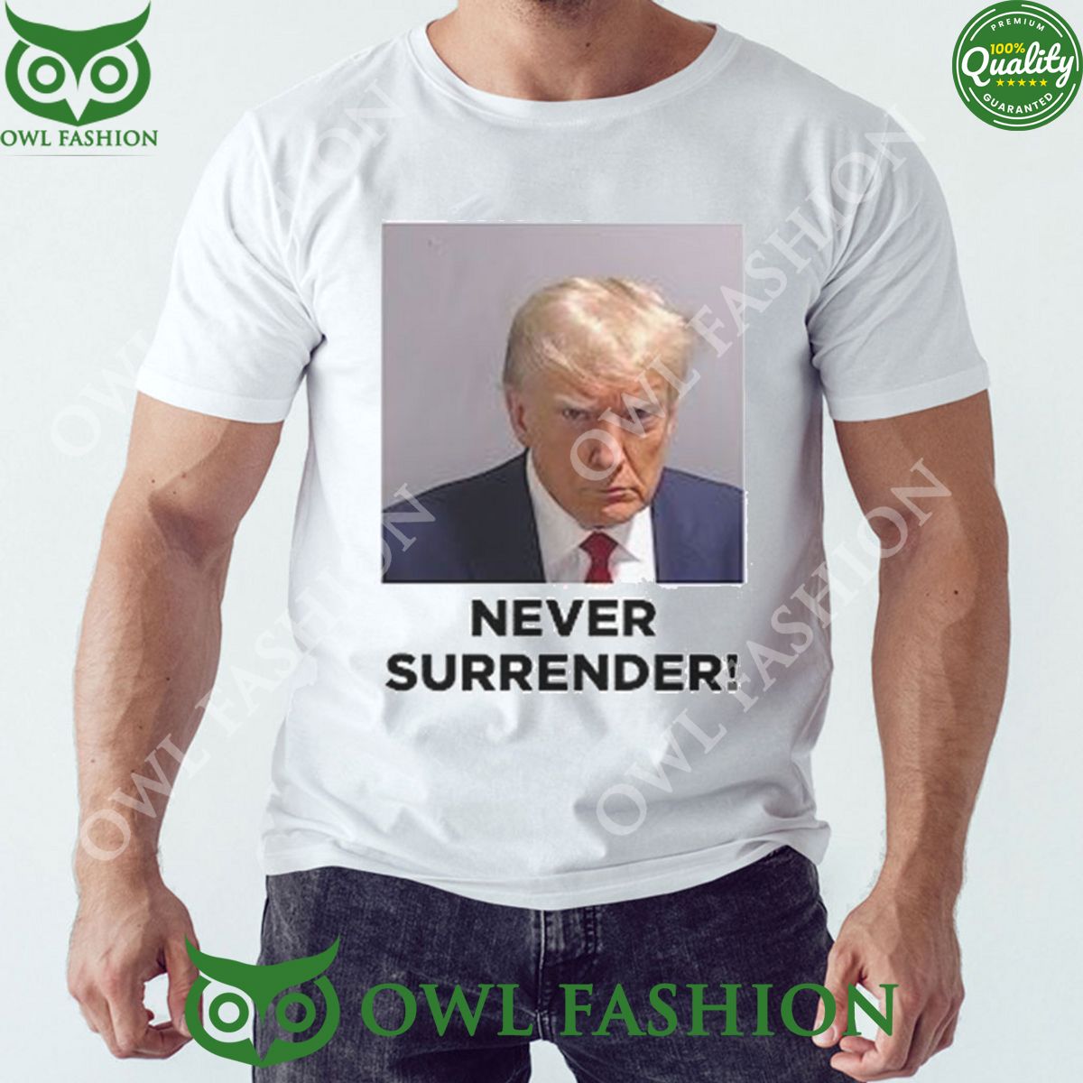 Trump 2024 Never Surrender Mugshot Tee Shirt