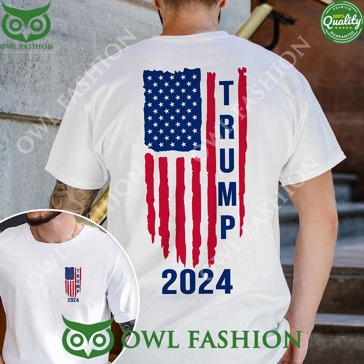 Trump 2024 With America Flag Premium Hoodie Shirt