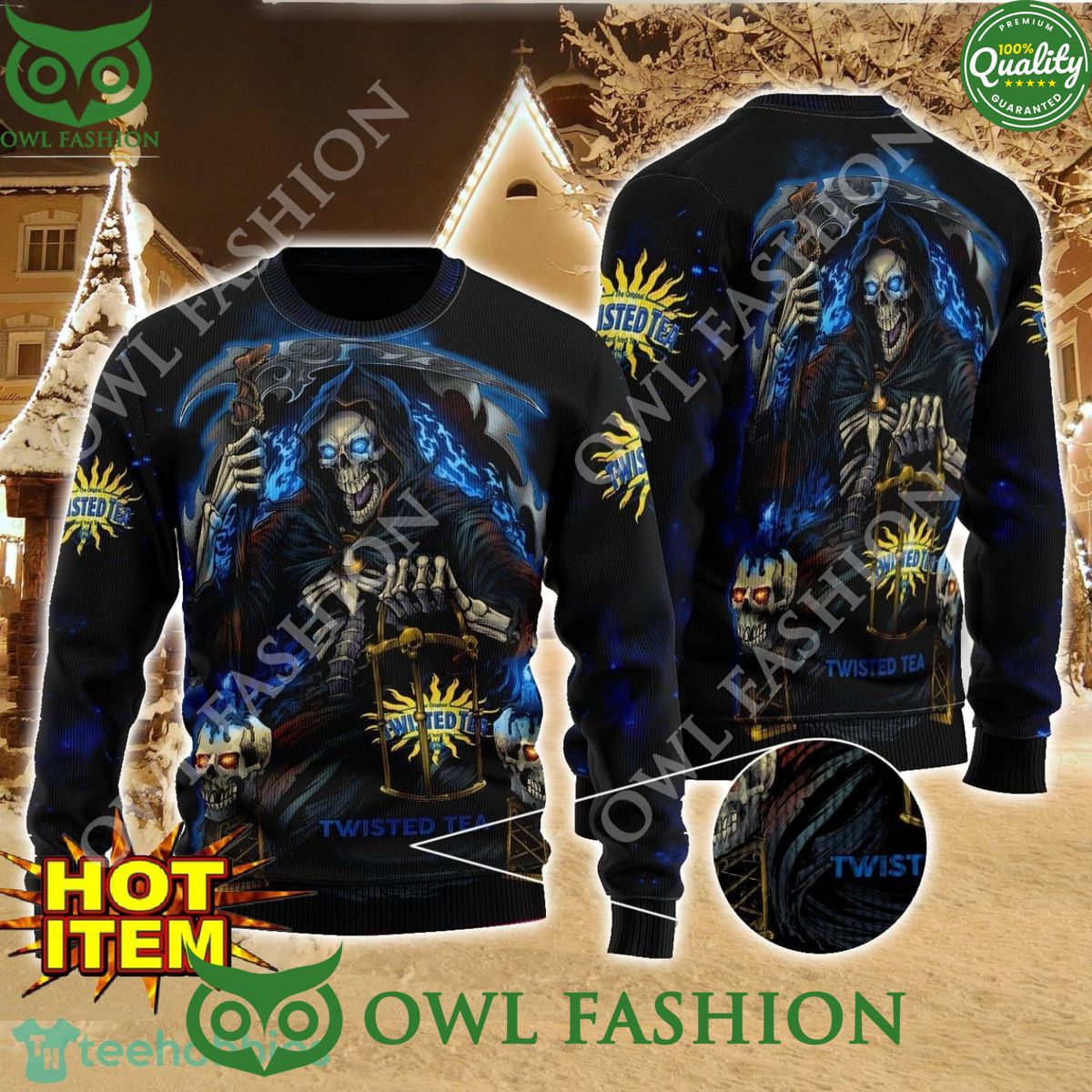 Twisted Tea Death Halloween AOP 3D Sweater