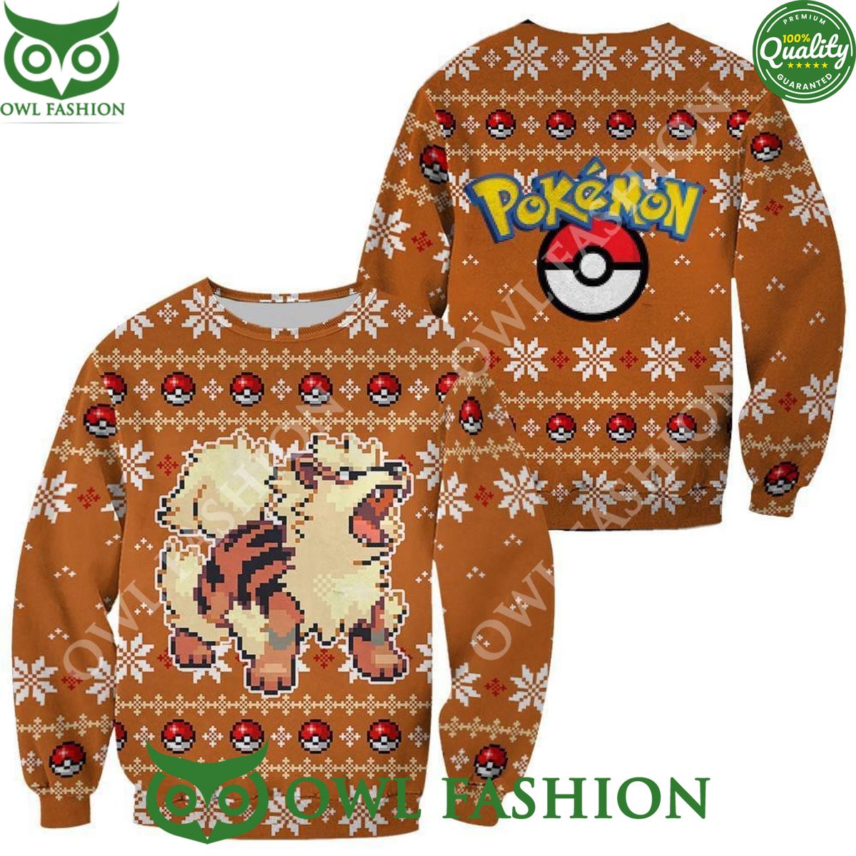 Ugly Christmas Sweater Pokemon Arcanine Xmas Gift Jumper