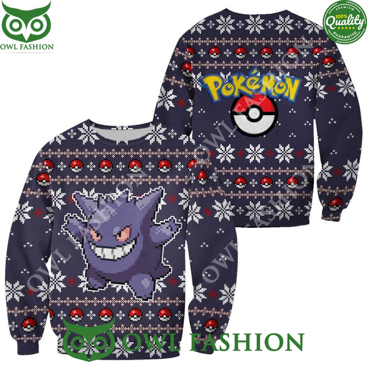 Ugly Christmas Sweater Pokemon Gengar Xmas Gift Jumper