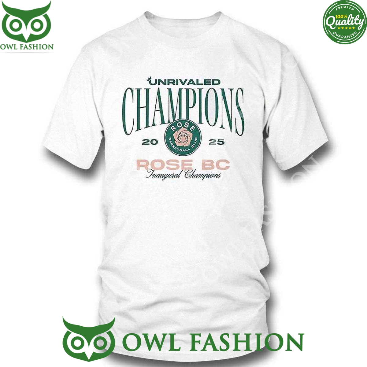 Unrivaled Champions 2025 Rose Bc Inaugural Champions White t Shirt