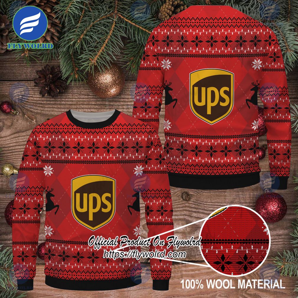 Ups Red Black Design Logo Reindeer Ugly Christmas Sweater