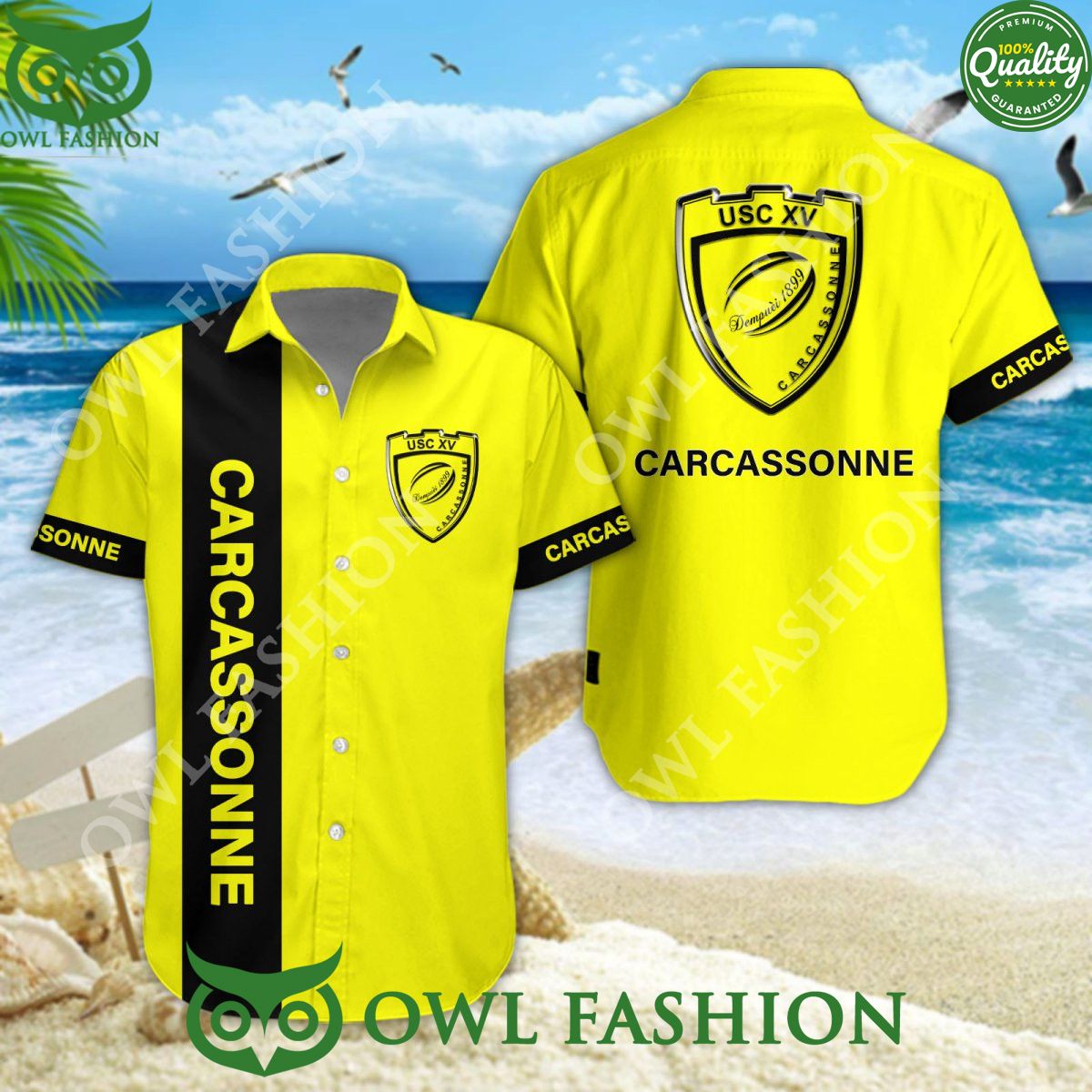 US Carcassonne French Rugby Top 14 Team Hawaiian Shirt