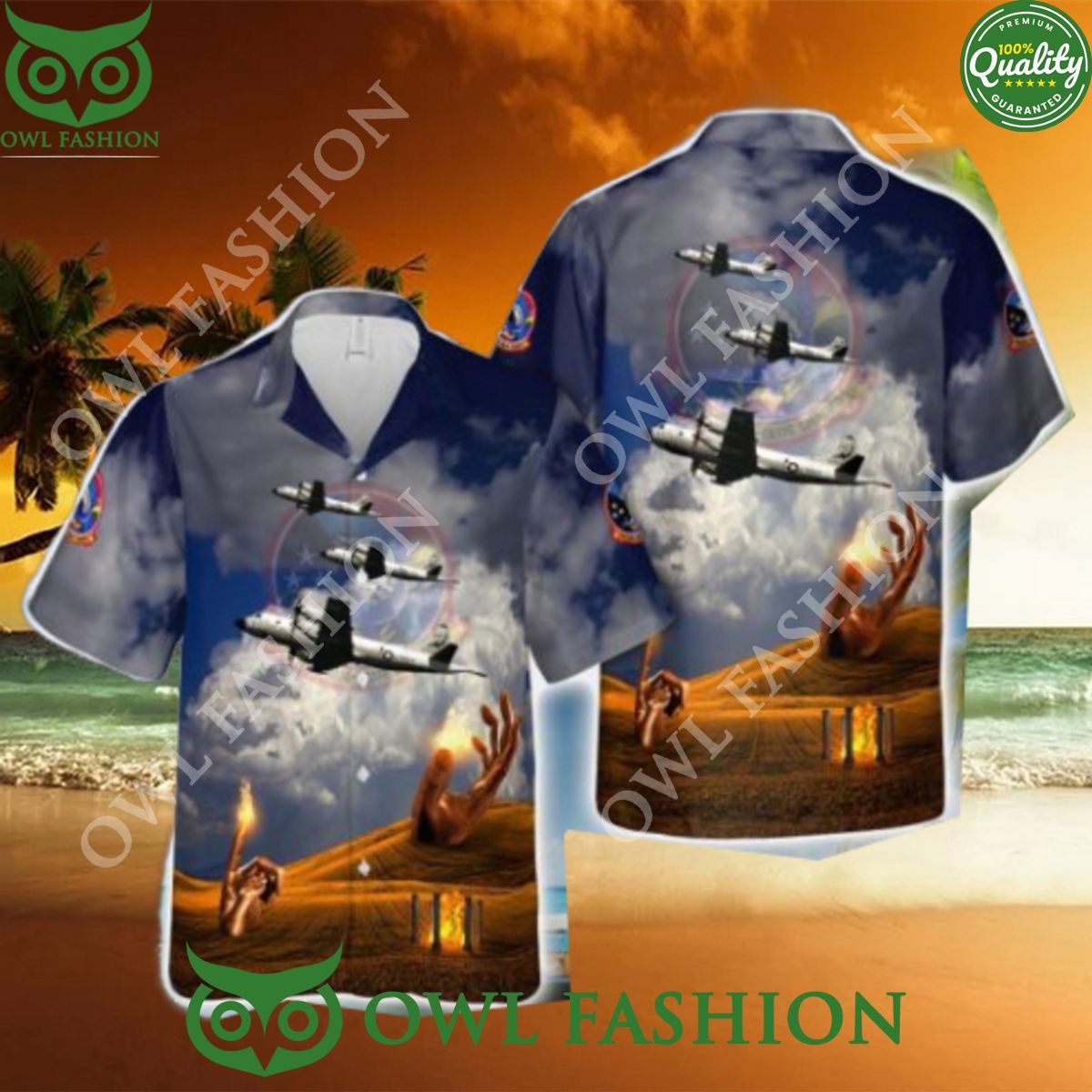 US Navy VP6 Blue Sharks 3D Hawaiian Shirt Button Beach Shirt