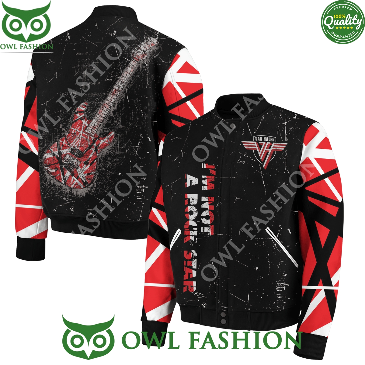Van Halen I'm Not A Rockstar Black Baseball Jacket