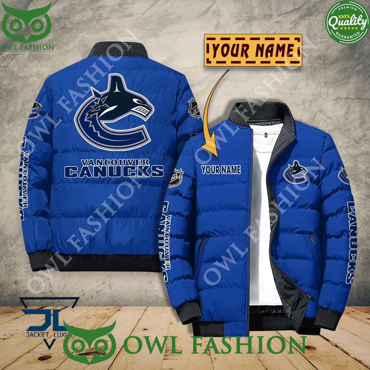 Vancouver Canucks Custom Name NHL Ice Hockey Puffer Jacket Sport