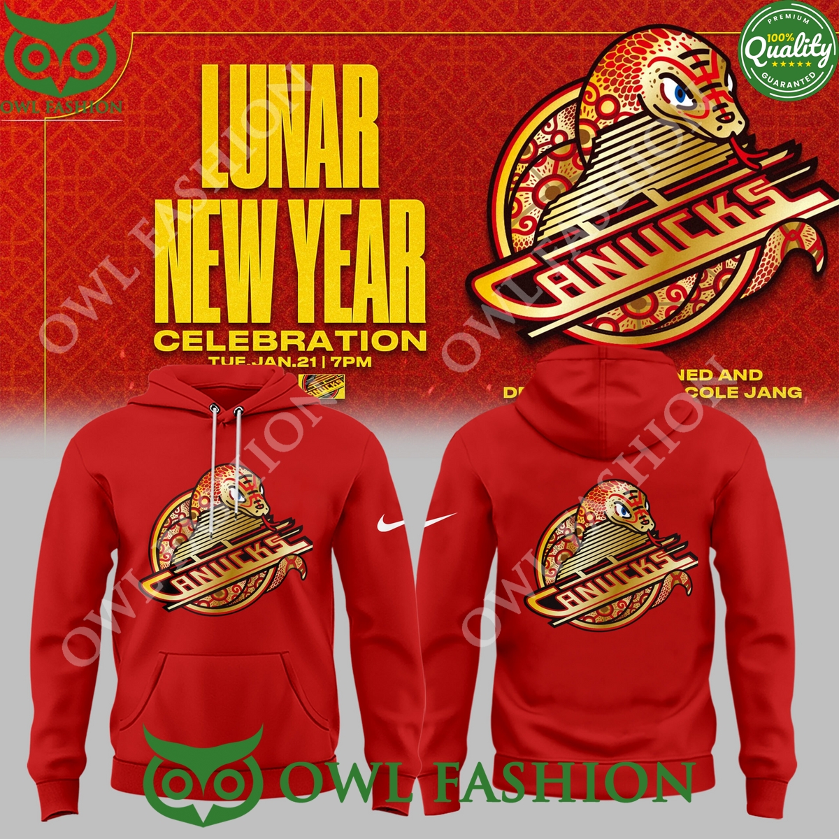 Vancouver Canucks Lunar New Year Nicole Jang Red Celebration hoodie