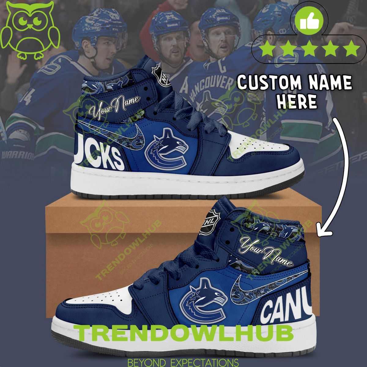 Vancouver Canucks NHL Personalized Air Jordan Shoes High Top