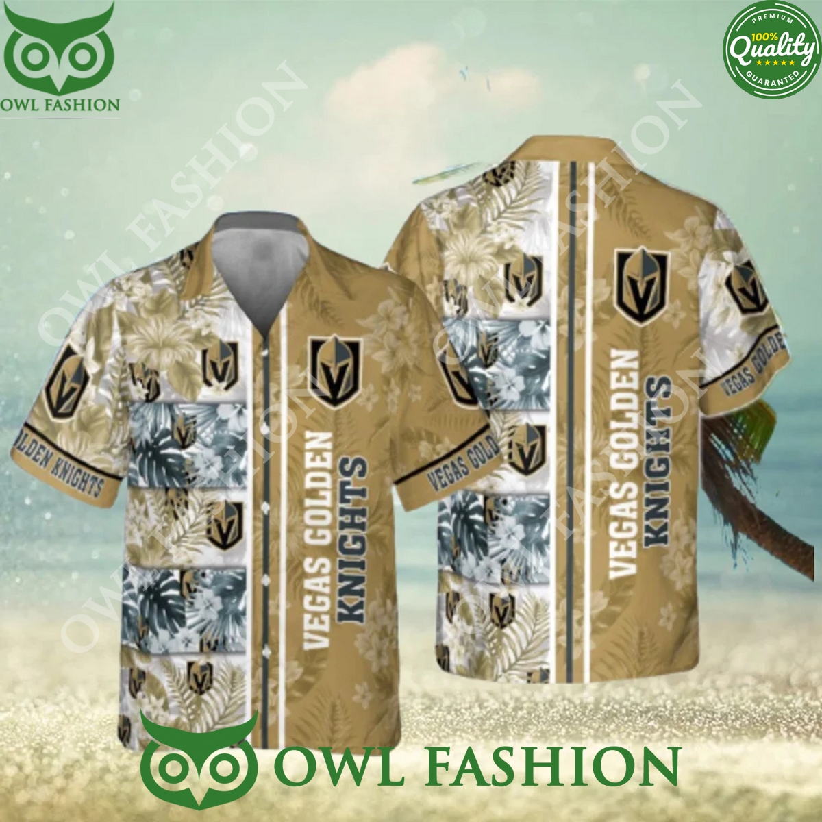 Vegas Golden Knights Ice Hockey Floral Hawaiian shirt