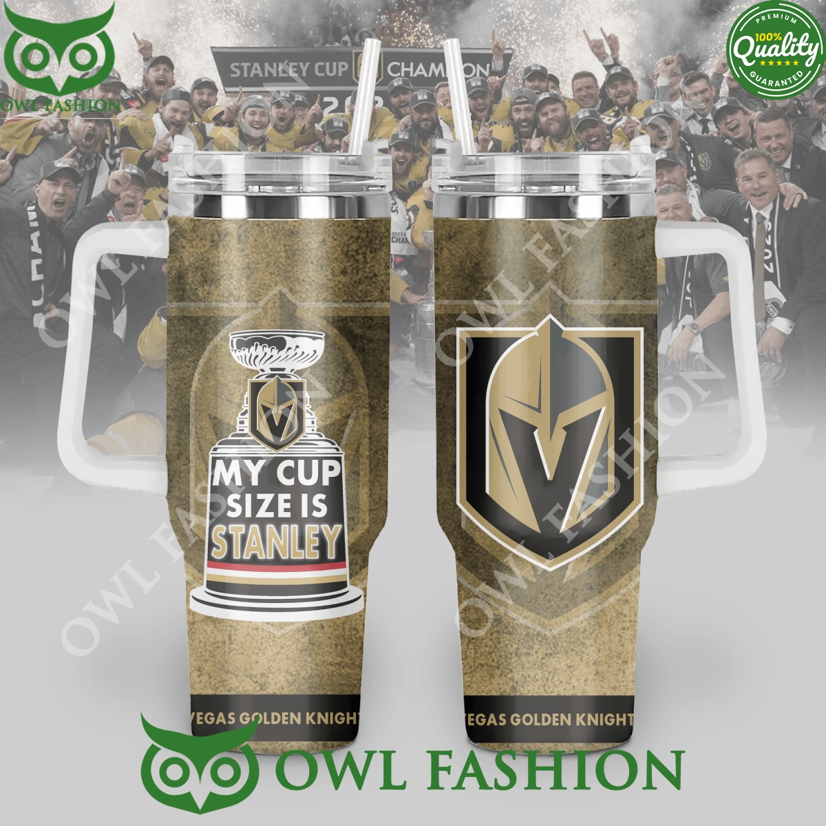 Vegas Golden Knights Ice Hockey My Cup size is stanley 40 oz Tumbler with handle