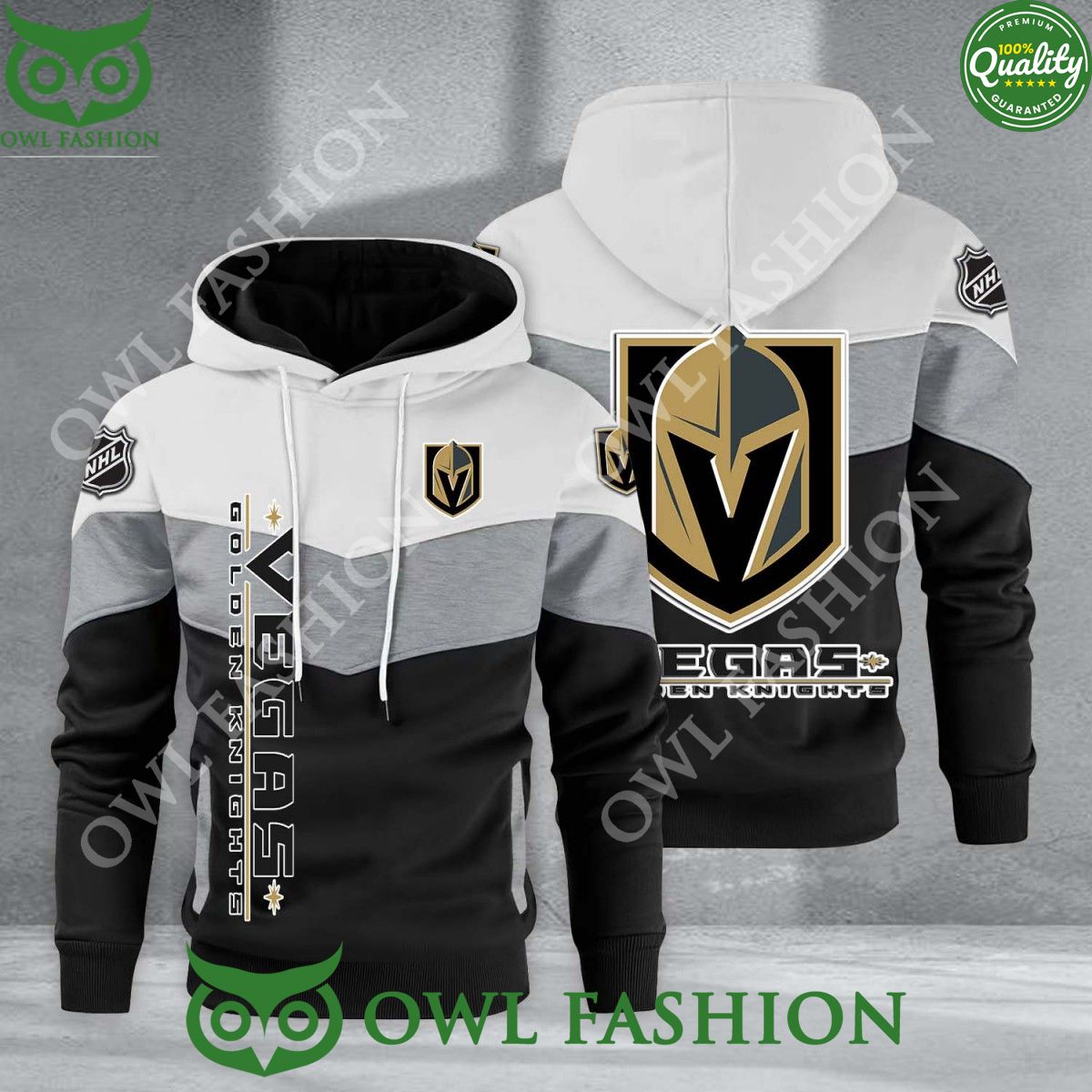 Vegas Golden Knights NHL Hockey Black White Printed Hoodie