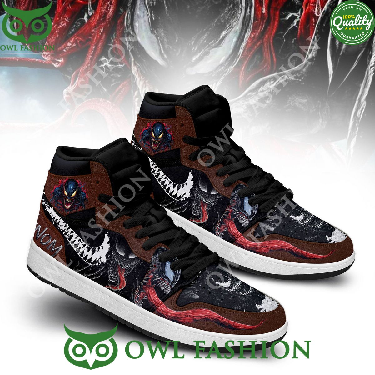 Venom Scary Red tongue Air Jordan High Top Sneakers