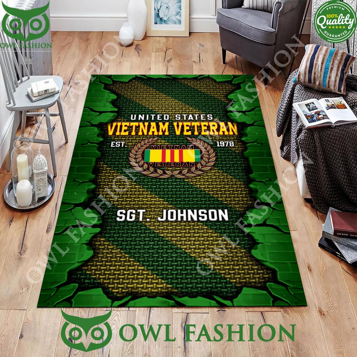 Vietnam Veteran Military Veteran Rugs for Living Room Personalized