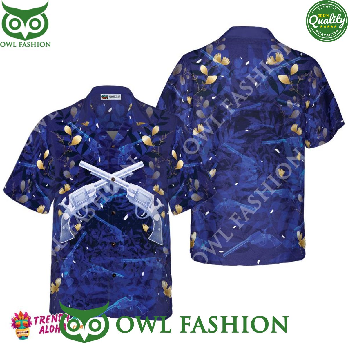 Vintage Gun Blue Trending Summer Hawaiian Shirt
