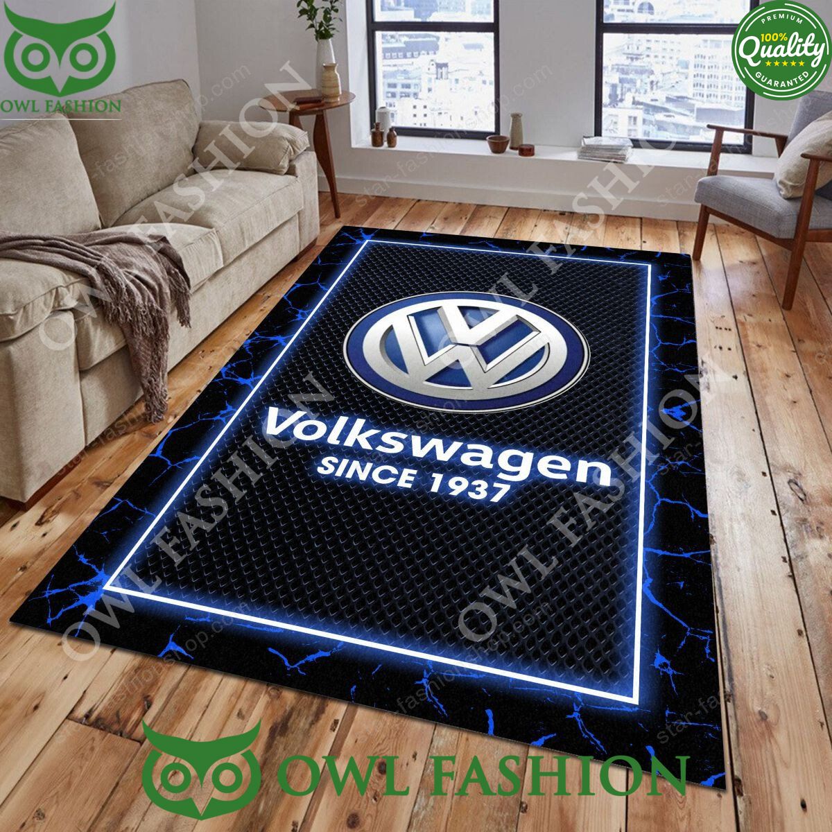 Volkswagen Blue Logo Living Room Premium Rug Carpet