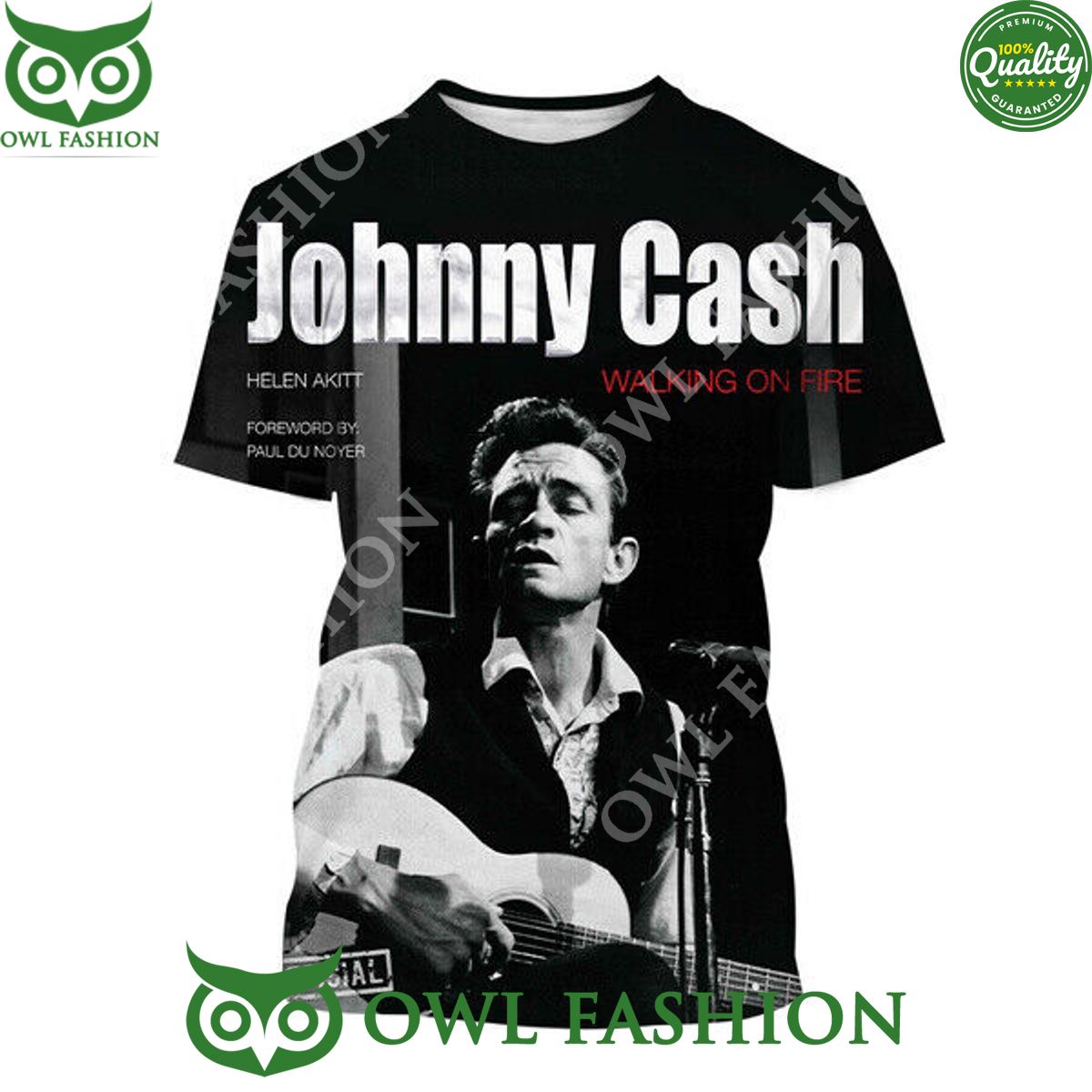 Walking on fire Johnny Cash 3D Printed t shirt