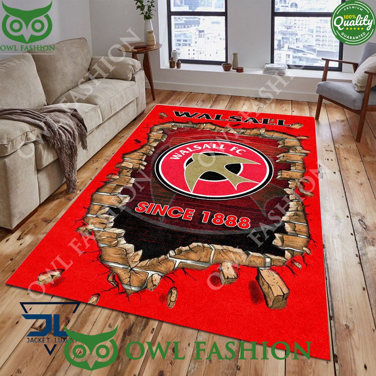 Walsall FC 1864 League Two Living Room Rug Carpet