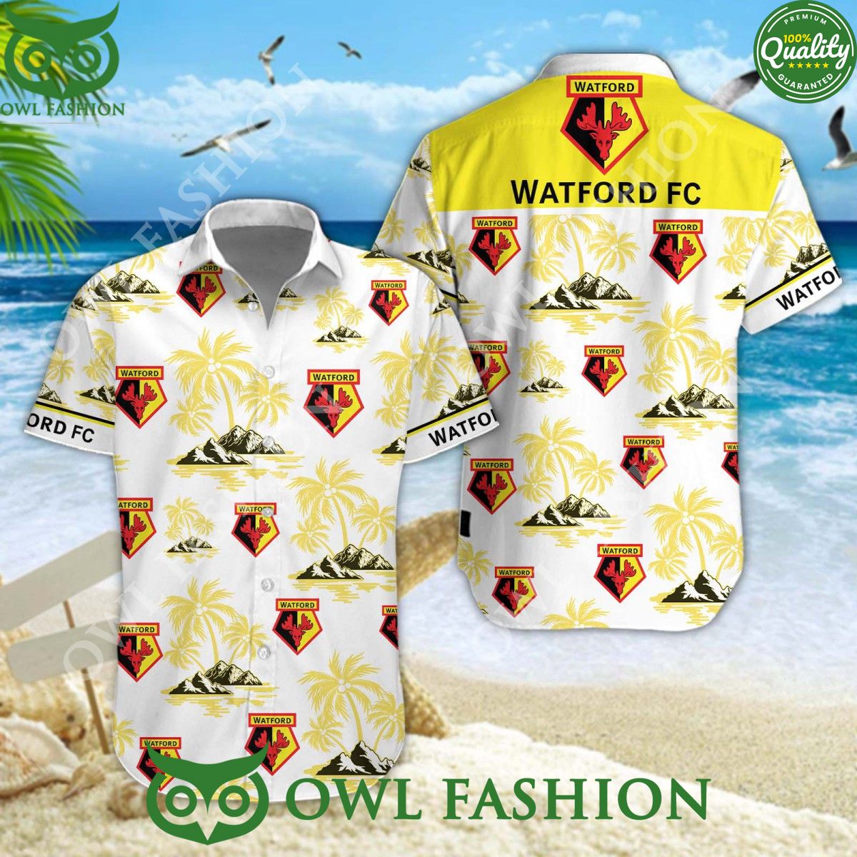 Watford Football Championship EFL Premium Summer Hawaiian Shirt