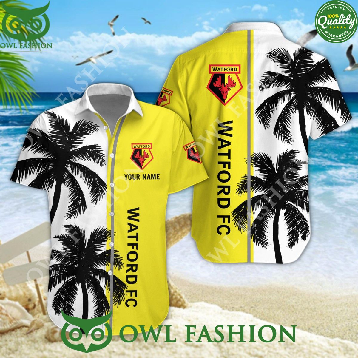 Watford League One Personalized Limited Coconut Tree Hawaiian Shirt