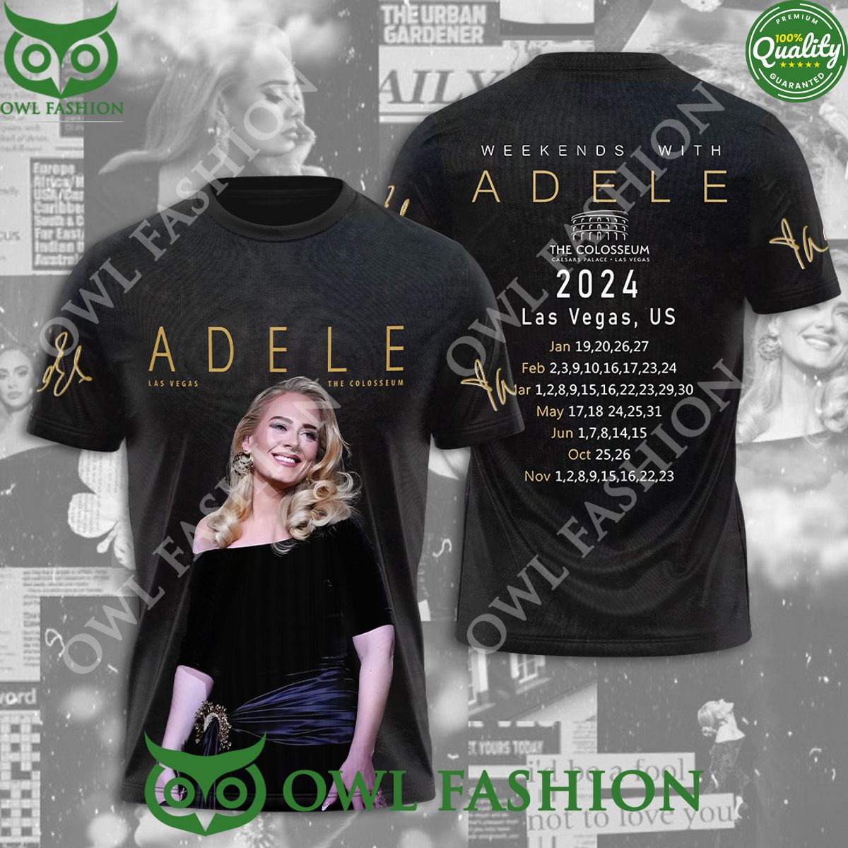 Weekends with Adele Las Vegas US The Colosseum tour 3D t shirt