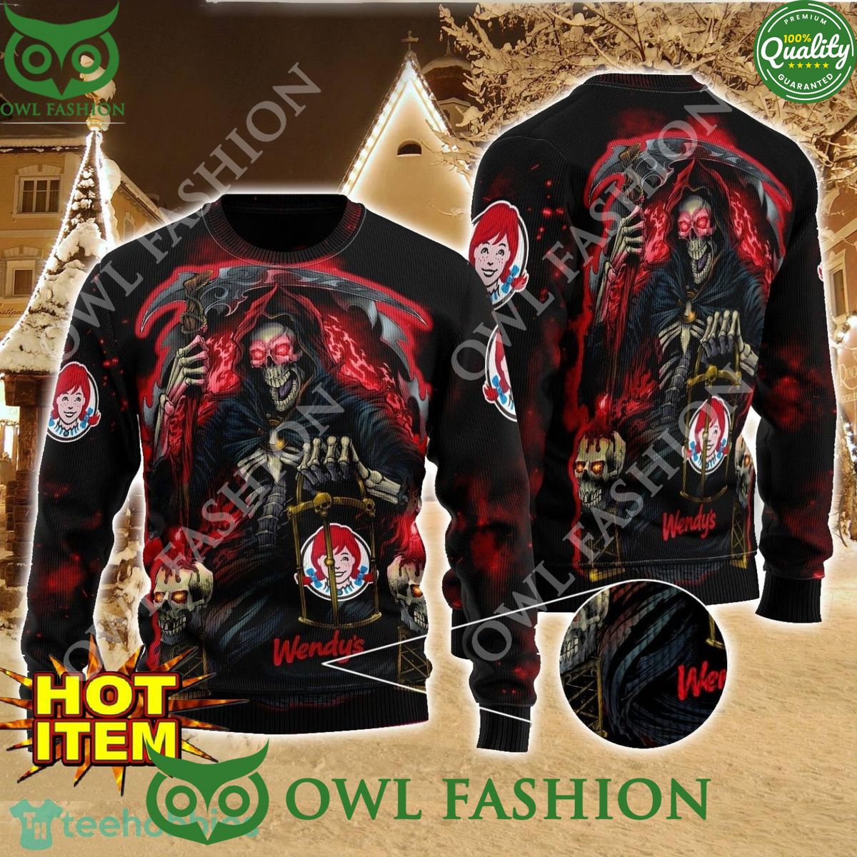 Wendys Death Halloween Halloween AOP Sweater