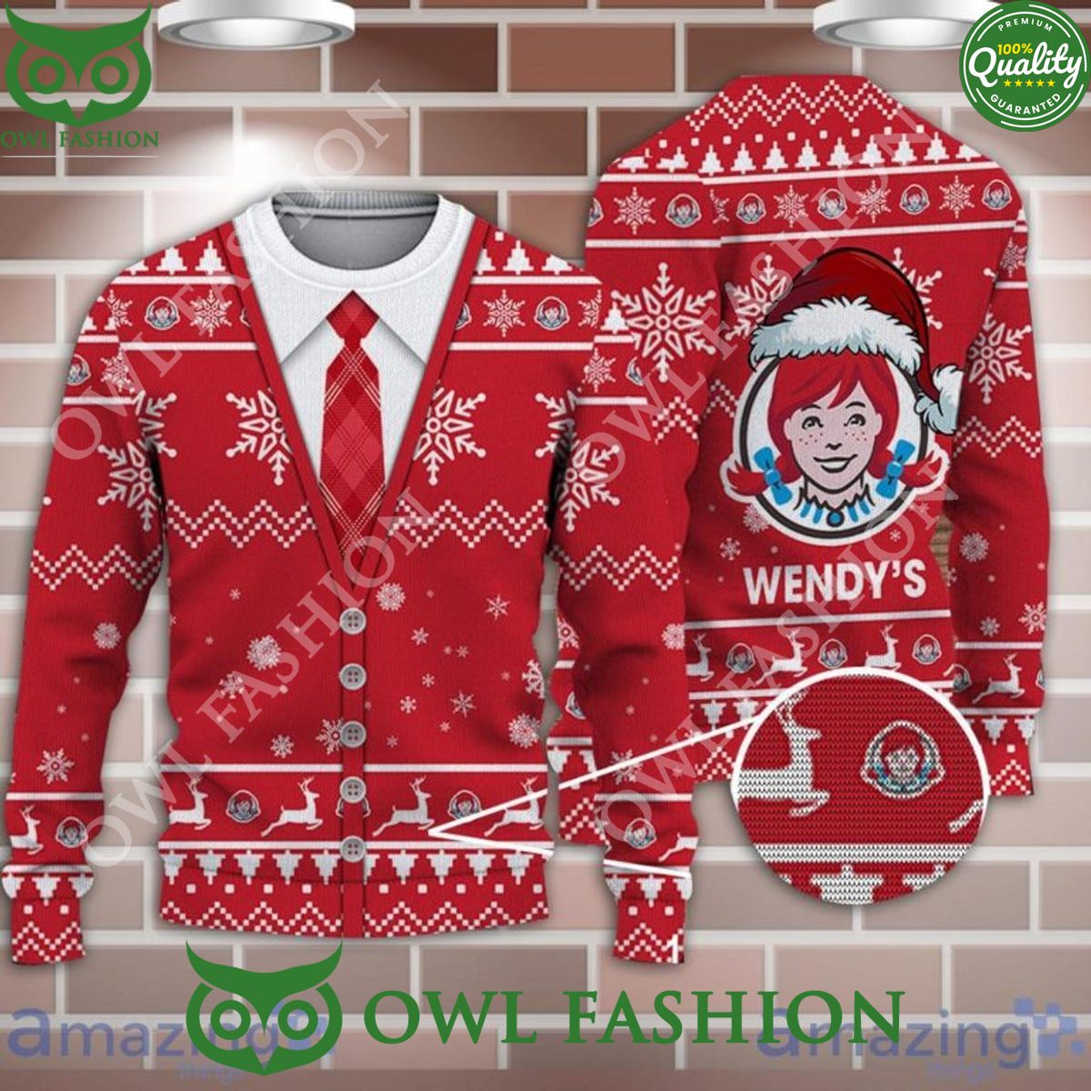 Wendy’s Santahat Pattern Christmas Ugly Sweater Jumper