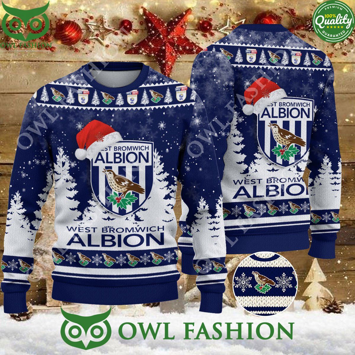 West Bromwich Albion FC Christmas EFL Ugly Premier League Sweater Jumper