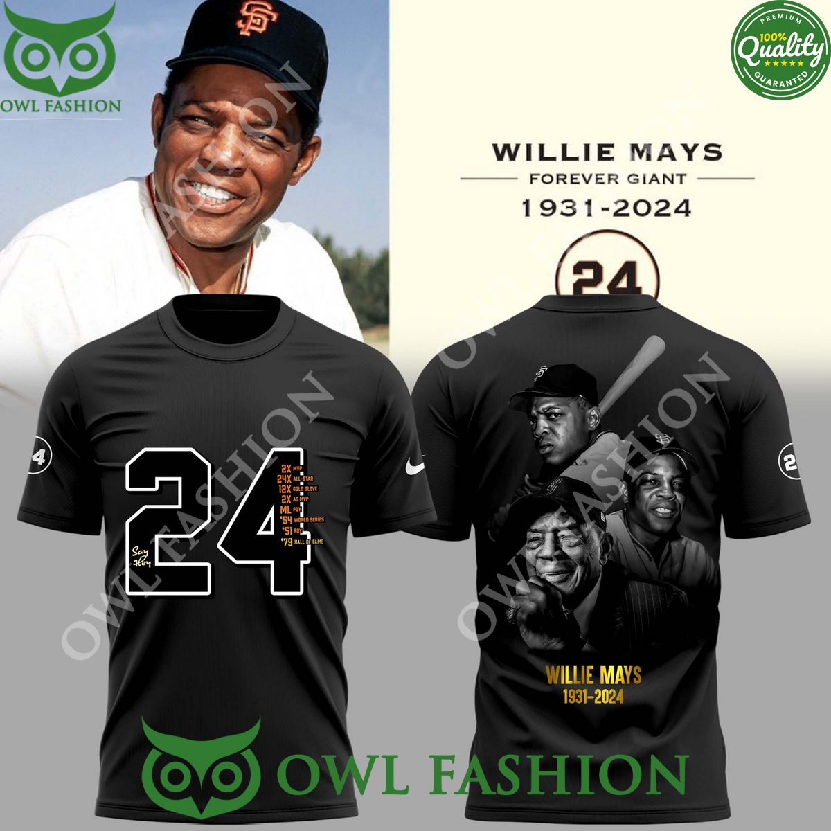 Willie Mays Forever Giant 1931 2024 Number 24 Baseball memories 3d t shirt