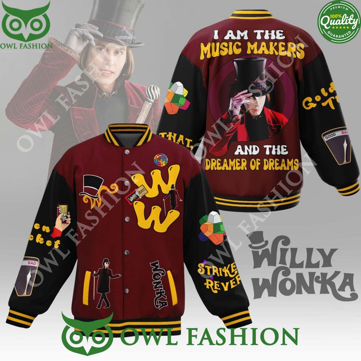 Willy Wonka Fantasy Musical Film Baseball Jacket