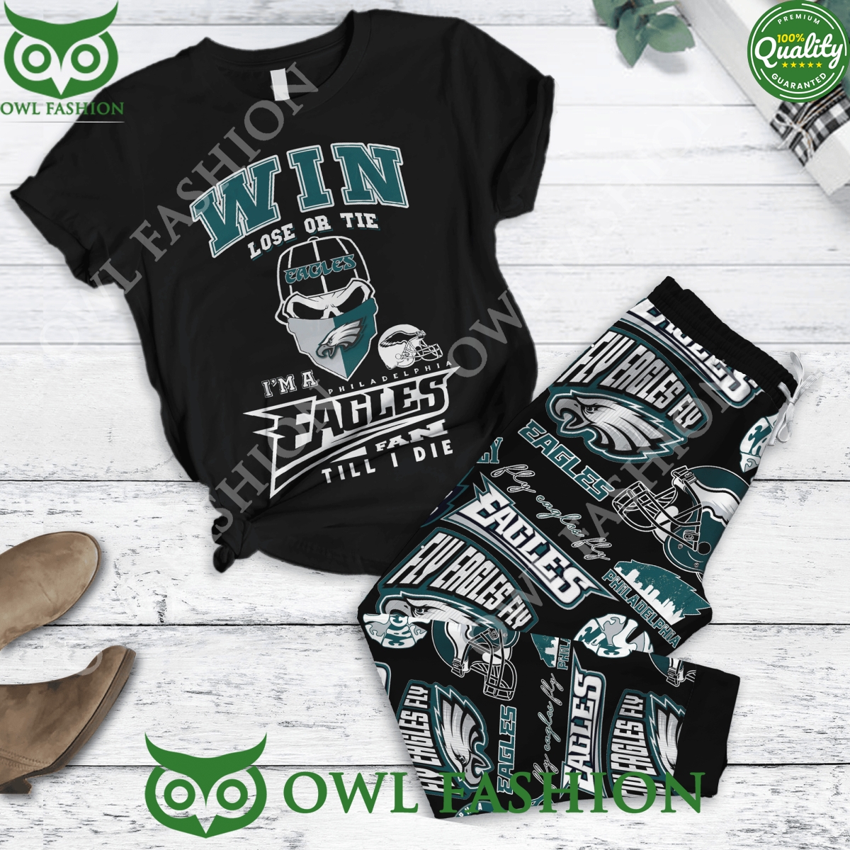 Win Lose or Tie I'm a Philadelphia Eagles Fan Till I Die Pajamas