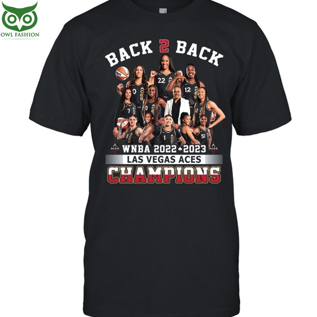 WNBA Back to back Champions Shirt Las Vegas Aces 2d t shirt
