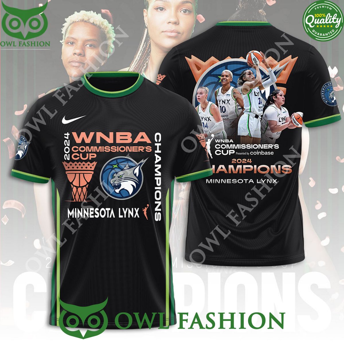 WNBA Commissioner Cup Minnesota Lynx Champion 3D Tshirt Limited