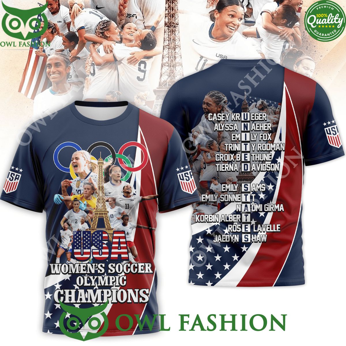 Women soccer olympic Champions USA team names t shirt