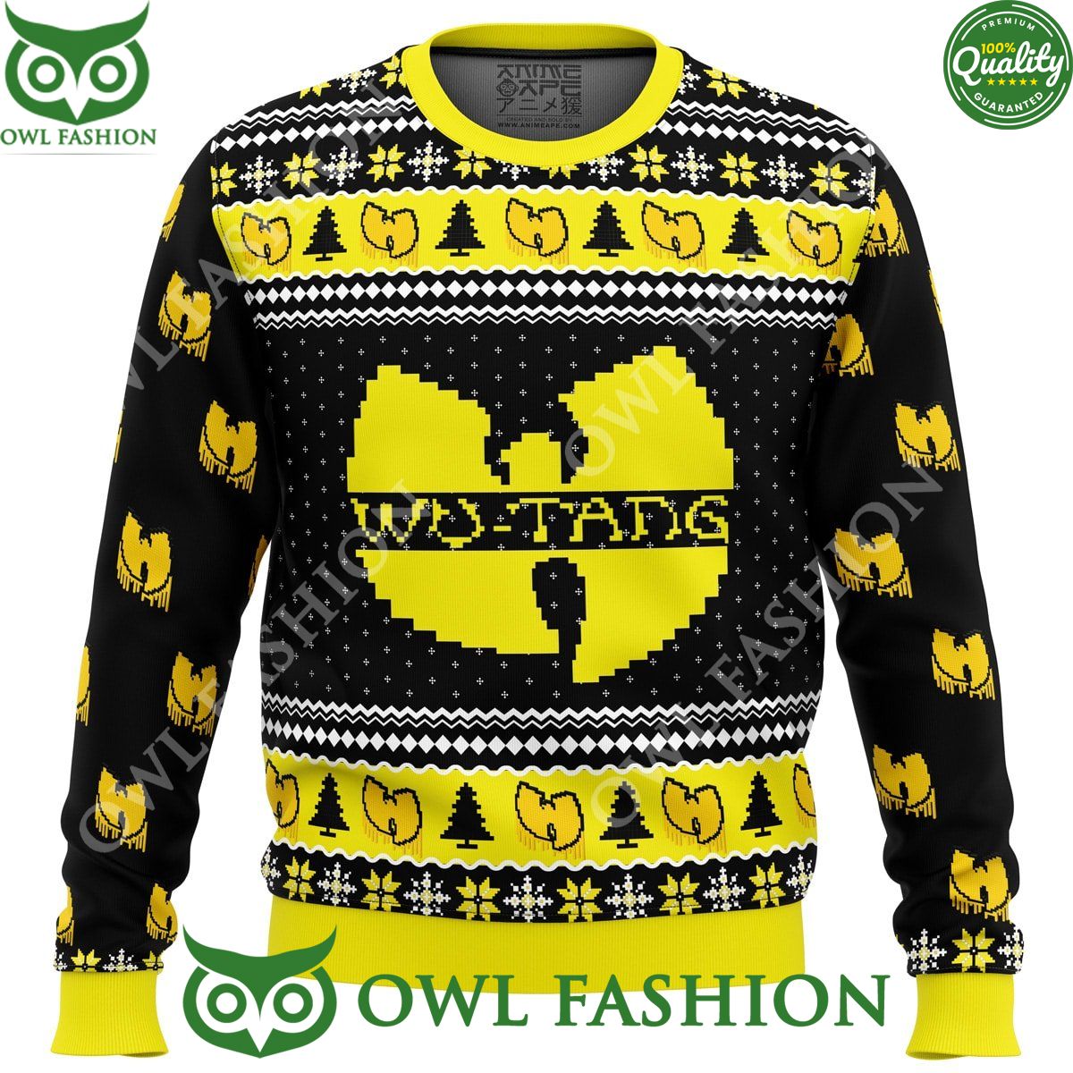 wu tang clan party christmas sweater yellow