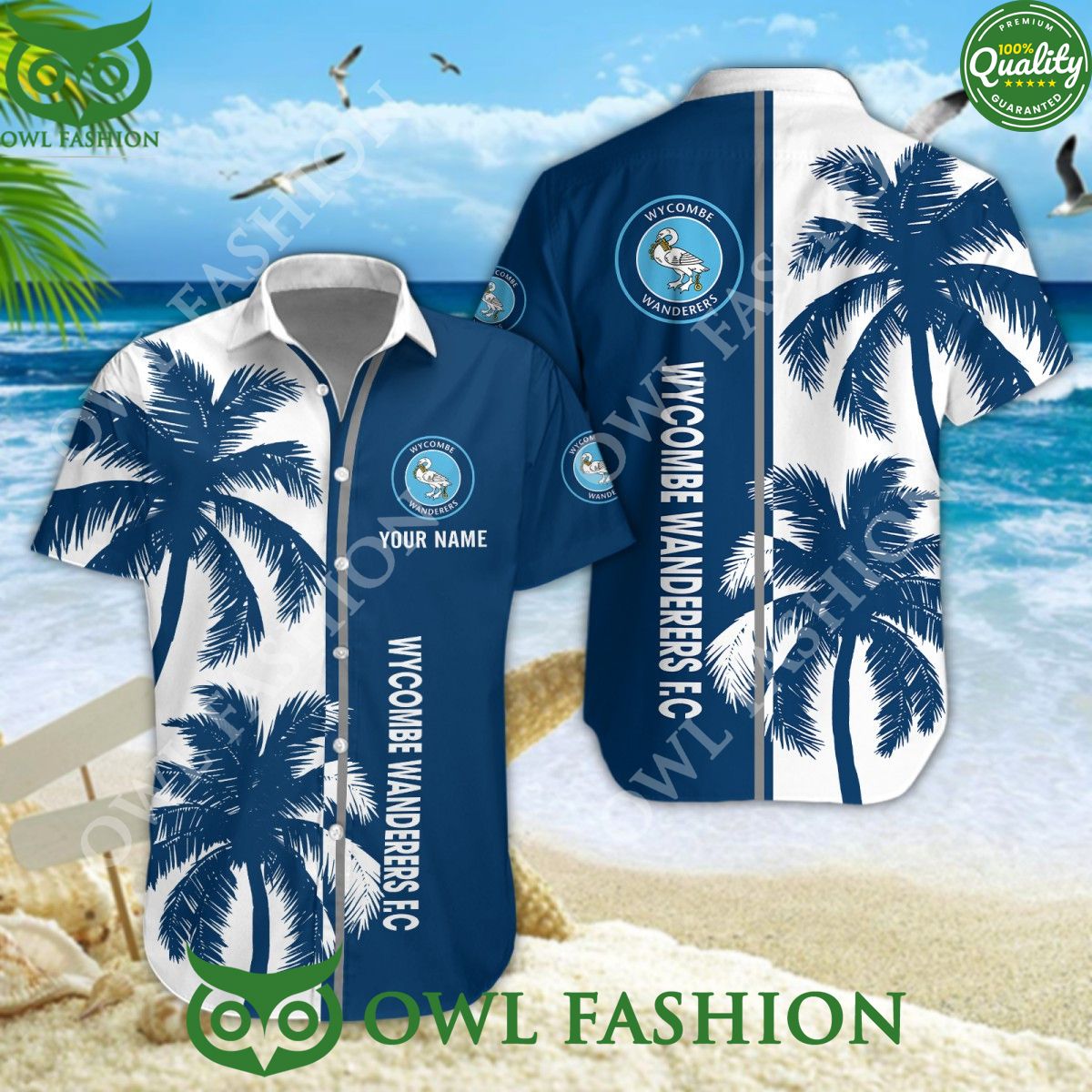 Wycombe Wanderers EFL Summer Tropical Beach 2024 Personalized Hawaiian Shirt