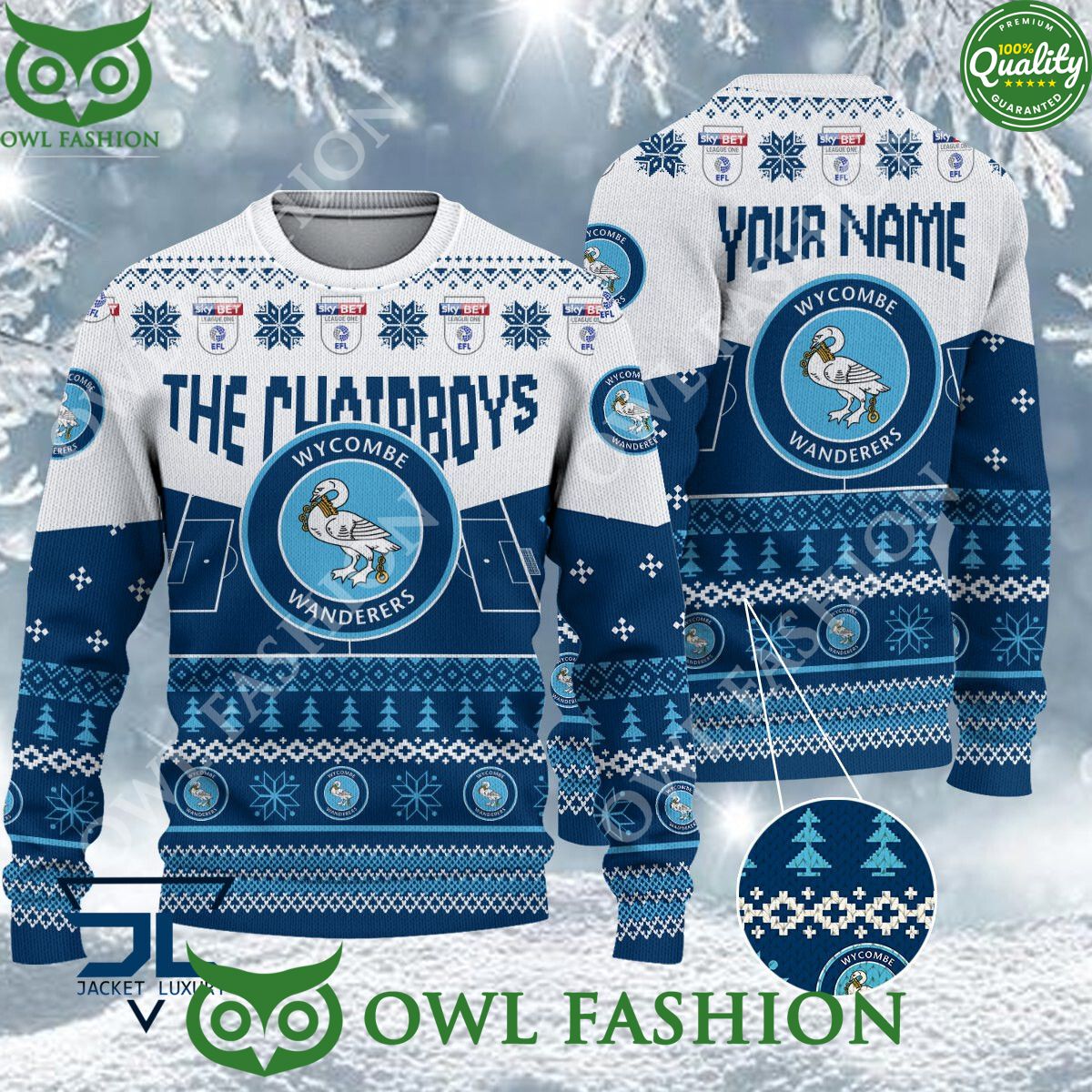 Wycombe Wanderers F.C EFL 2023 Custom Ugly Christmas Sweater Jumper