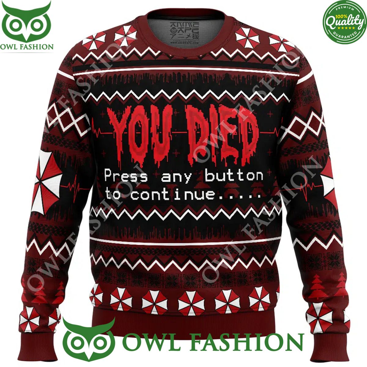 You Died Resident Evil Ugly Christmas Sweater Jumper