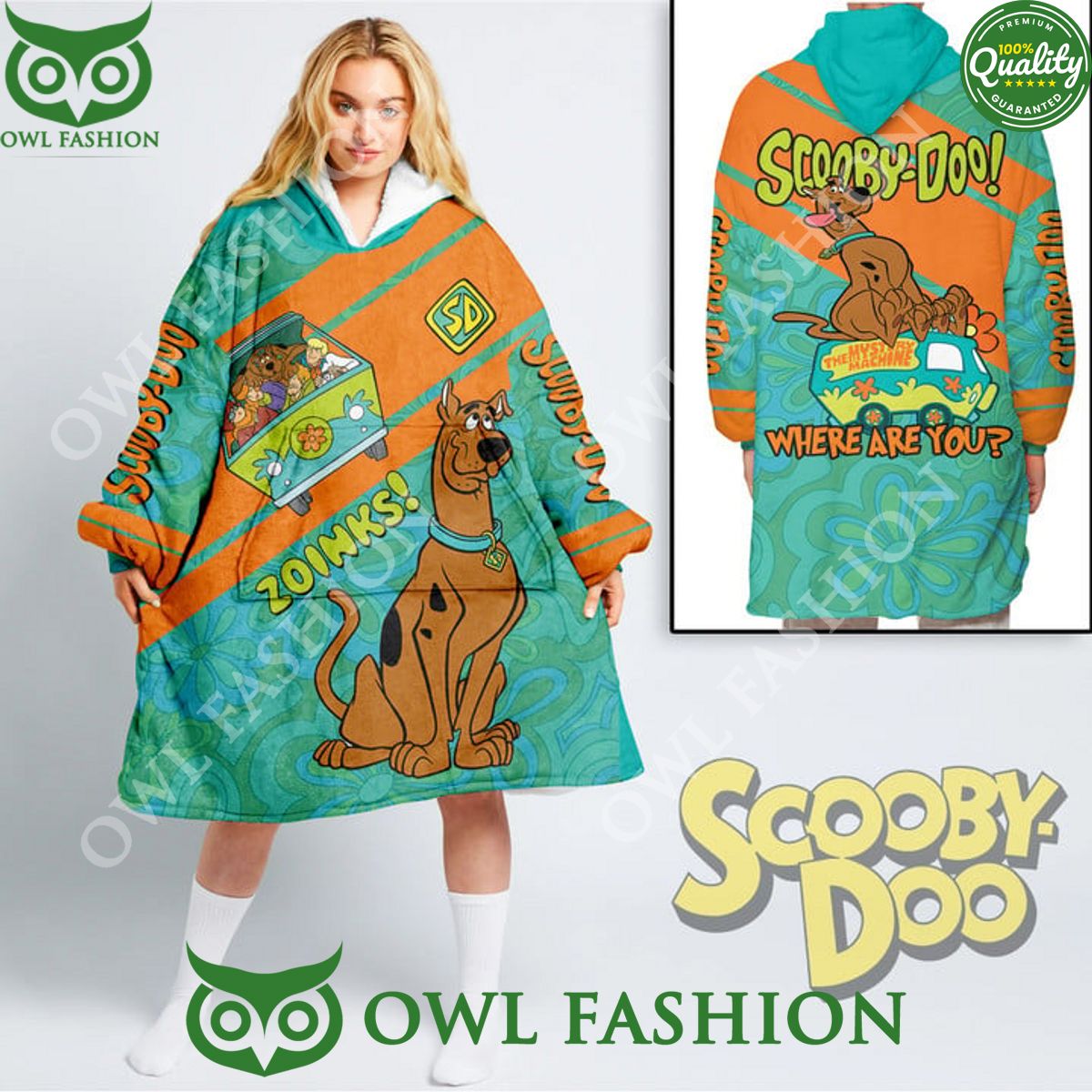 Zoinks Car Scooby doo Fleece Blanket Hoodie