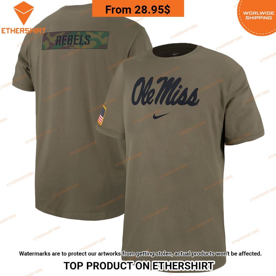 ole miss rebels salute to service military veteran t shirt 1 990