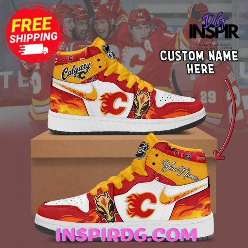 Calgary Flames Personalized Air Jordan 1 High Top