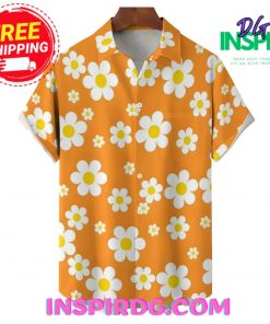 Chrysanthemum Flowers Orange Casual Hawaiin Shirt