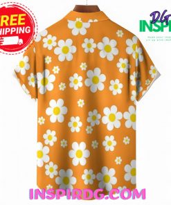 Chrysanthemum Flowers Orange Casual Hawaiin Shirt