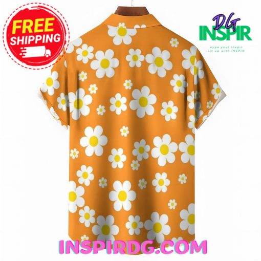 Chrysanthemum Flowers Orange Casual Hawaiin Shirt