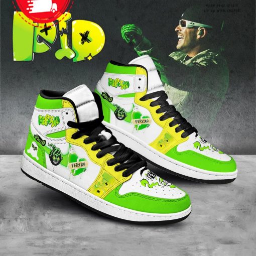 Feid FERXXO Fan Green Design White Lace Air Jordan 1 Shoes
