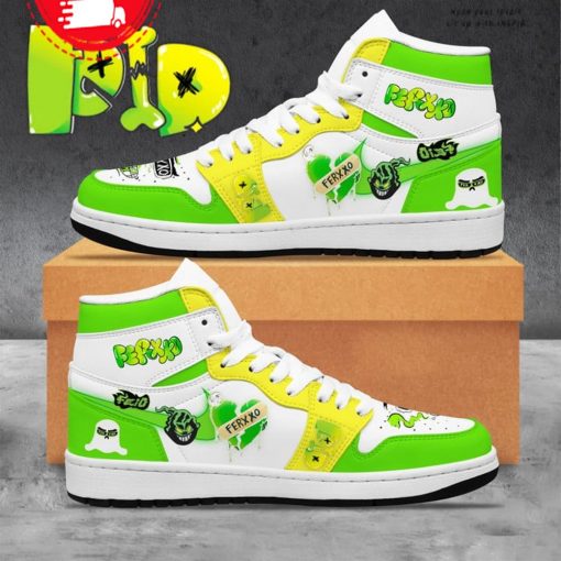 Feid FERXXO Fan Green Design White Lace Air Jordan 1 Shoes