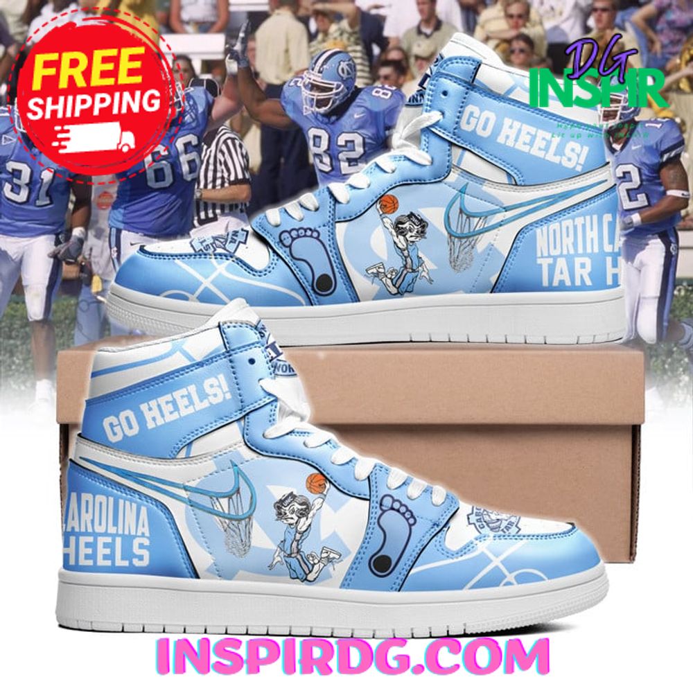 Go Heels North Carolina Tar Wheels Air Jordan 1 High - InspirDG