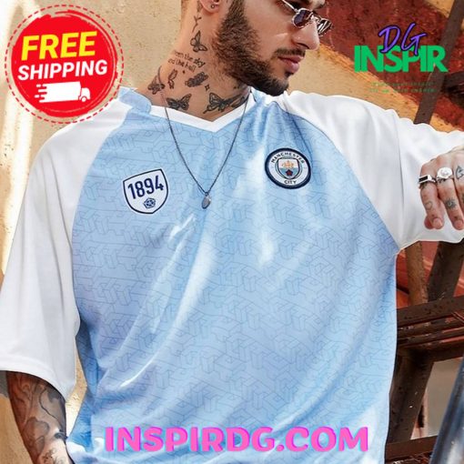 Haaland 9 Blue  White Manchester city Oversized T-Shirt